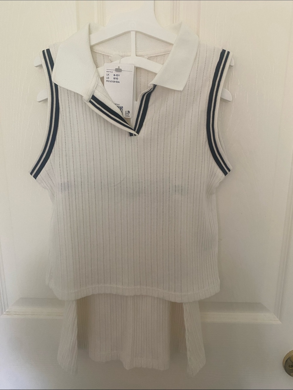 H&M White Tank Top and matching skirt with Navy Stripe Trim - Girls